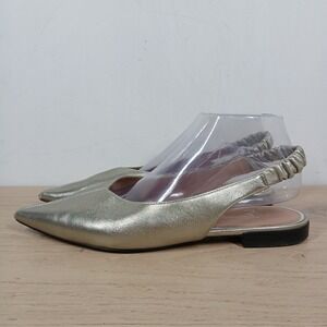 Linea Paolo Flats Womens 9M Gold Metallic Slingback Pointed Toe Party Chic